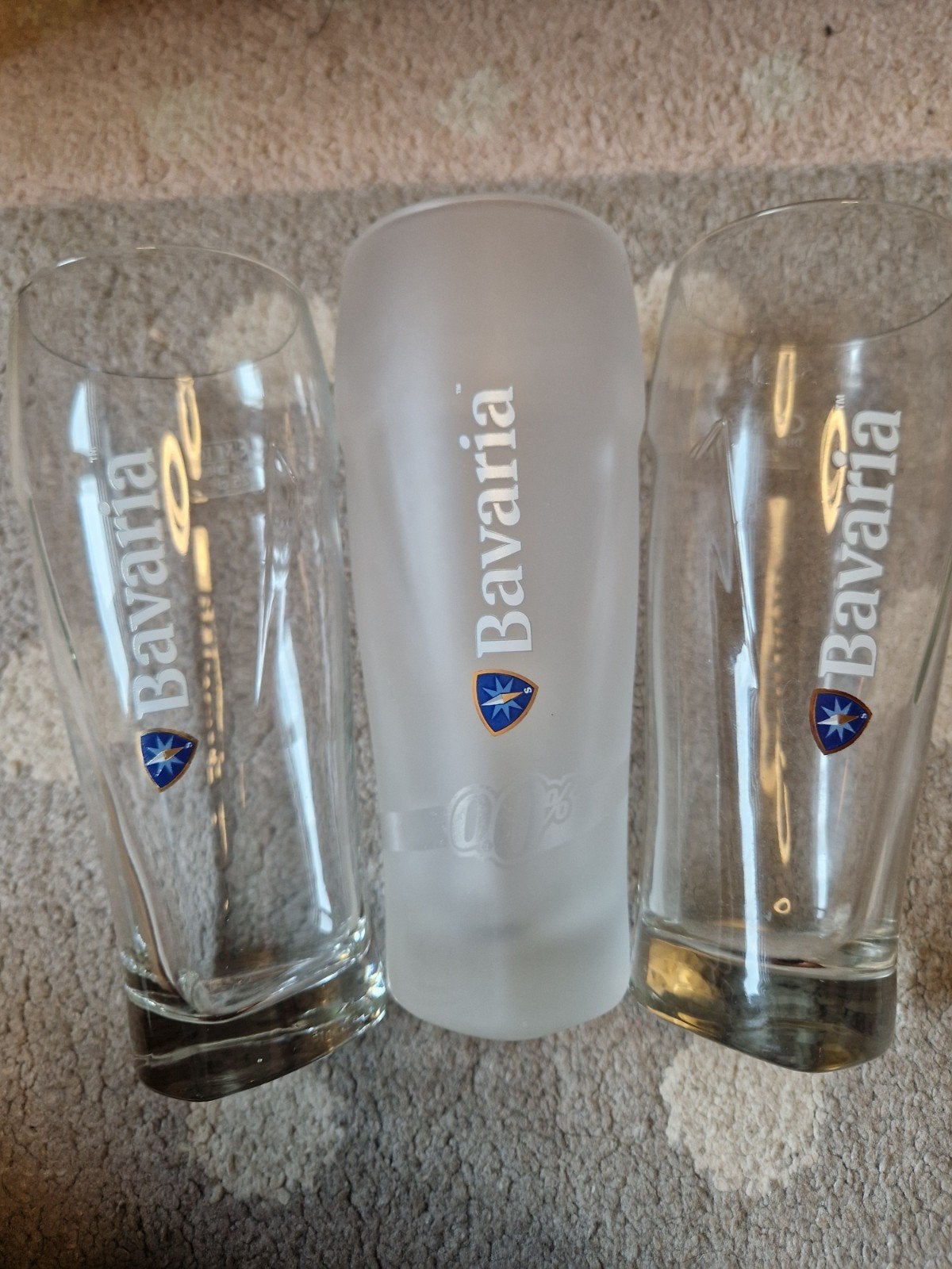 Bavaria Bierglazen - Set van 3 (2x helder, 1x mat), Ophalen of Verzenden, Meerkleurig, Overige merken, Glas