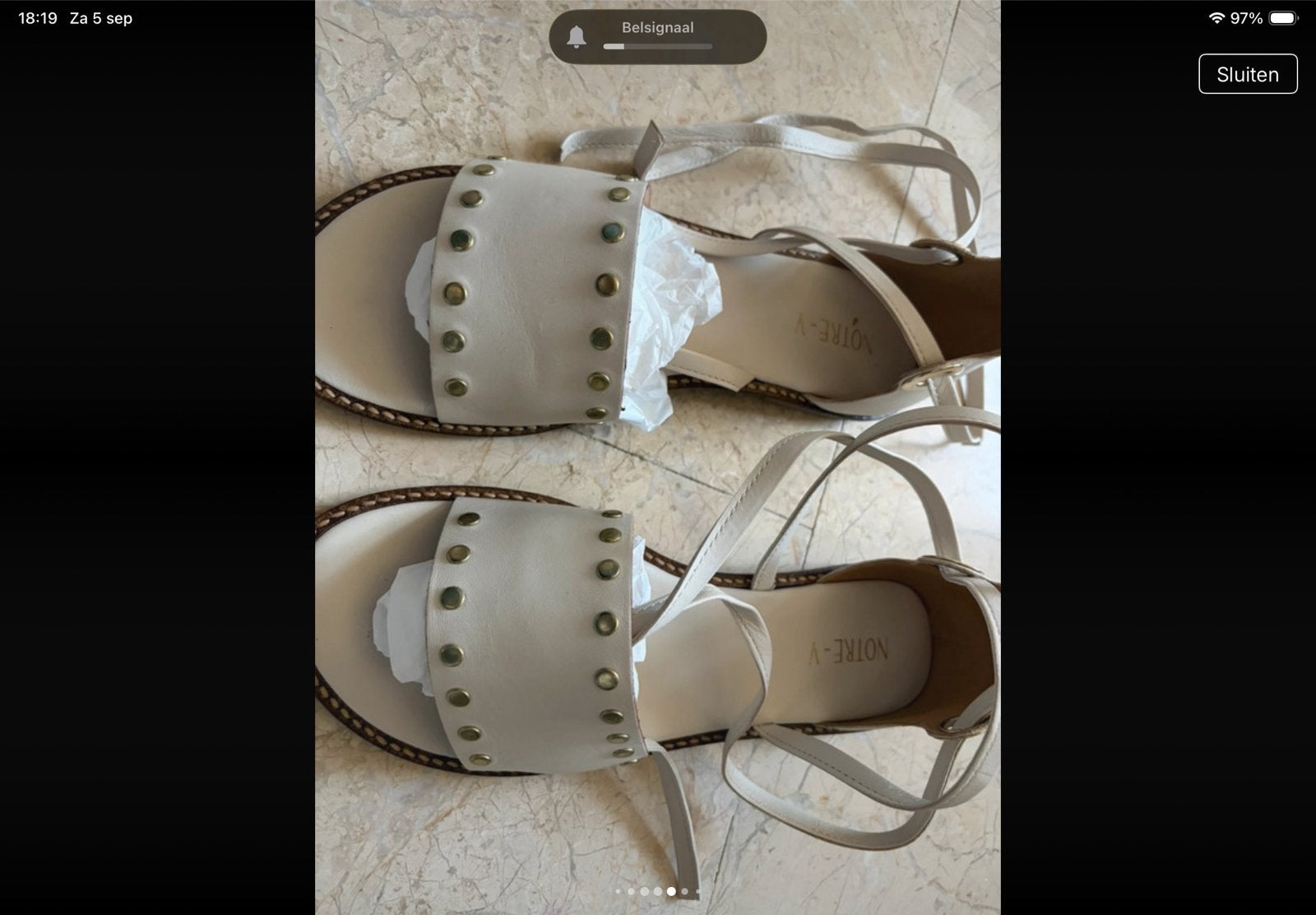 Notre-V Zo goed als nieuwe leren sandalen, maat 39, Ophalen of Verzenden, Zo goed als nieuw, Beige, Sandalen of Muiltjes