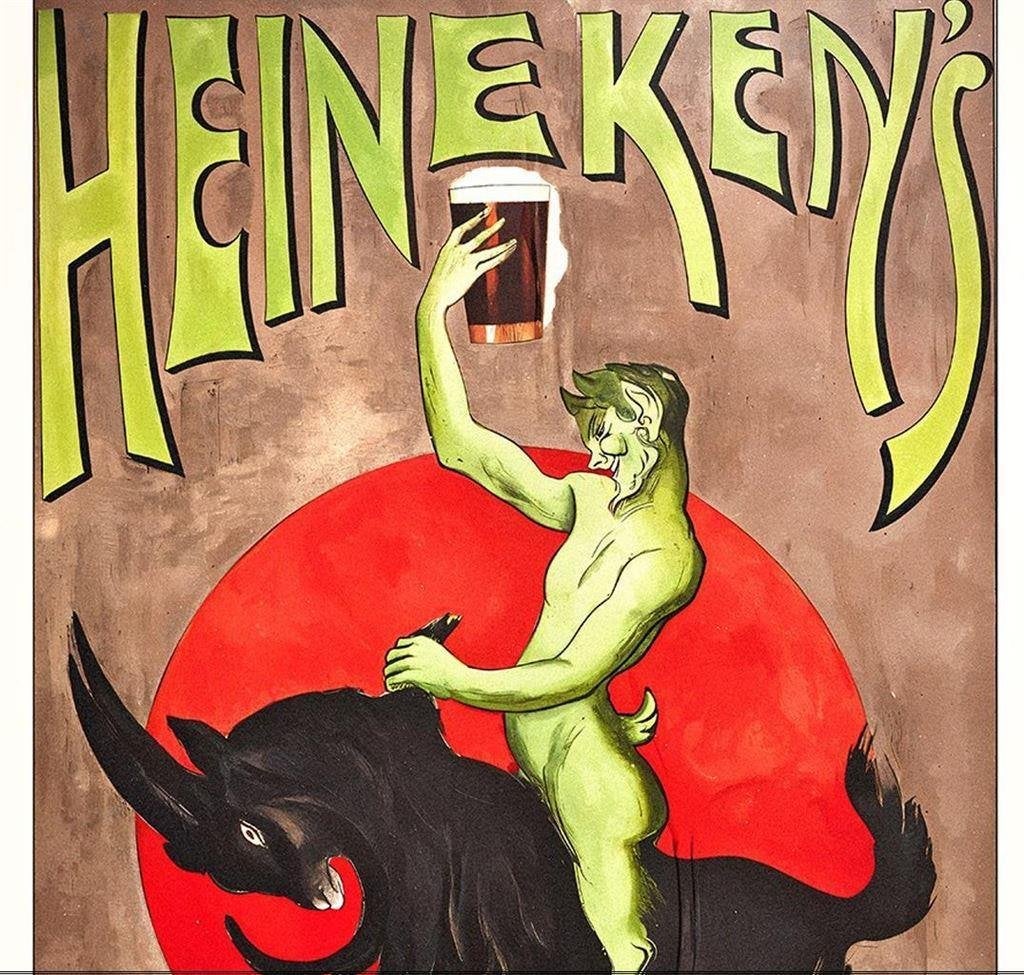 Heineken Bok Bier Reclame Poster Affche 45x60cm Bokbier, Verzenden, Nieuw, Reclamebord, Plaat of Schild, Heineken