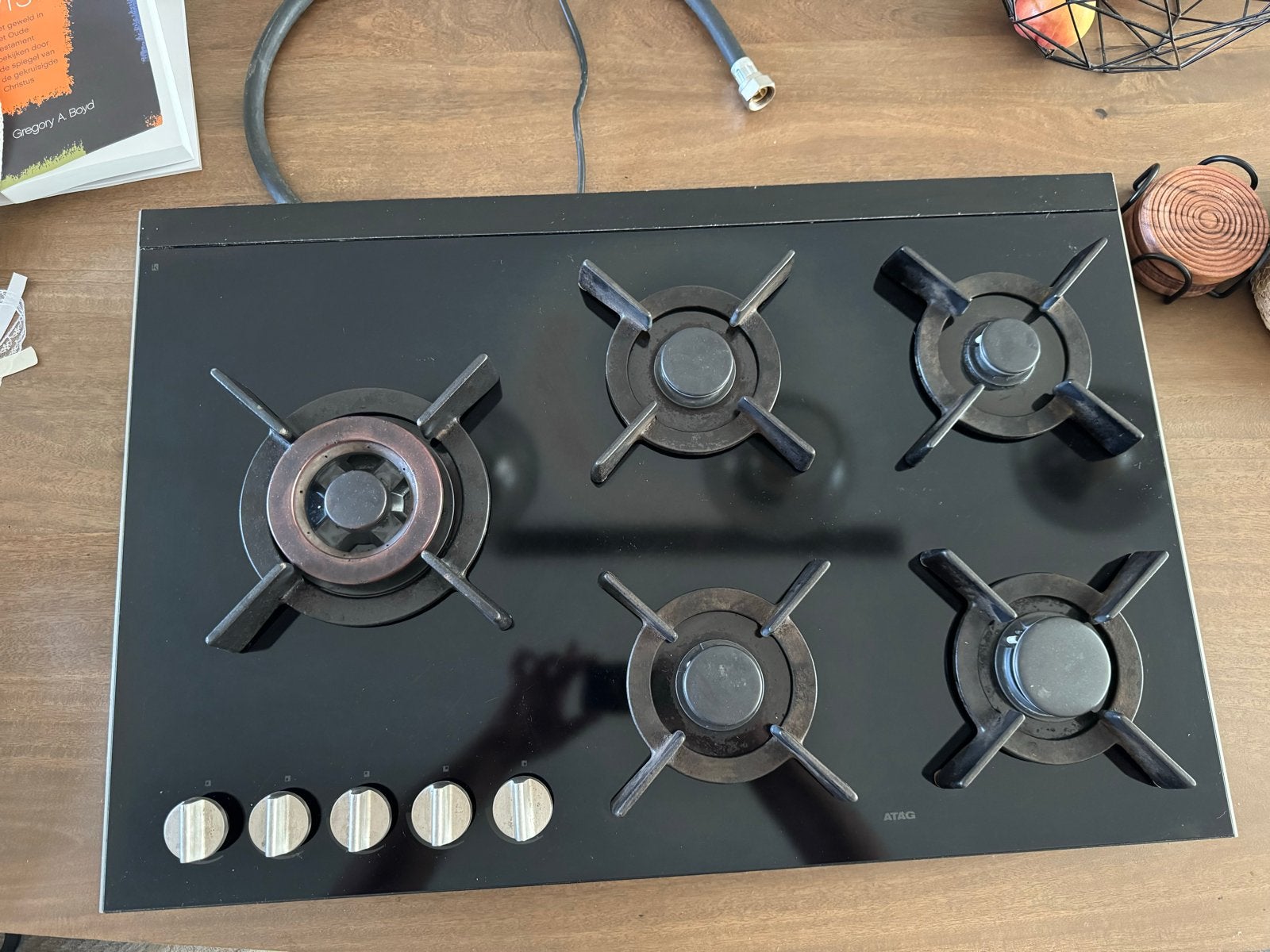 ATAG (HG7611MBA1E) luxe  5-pits gaskookplaat met wokbrander, Ophalen, Gebruikt, Minder dan 85 cm, 60 cm of meer