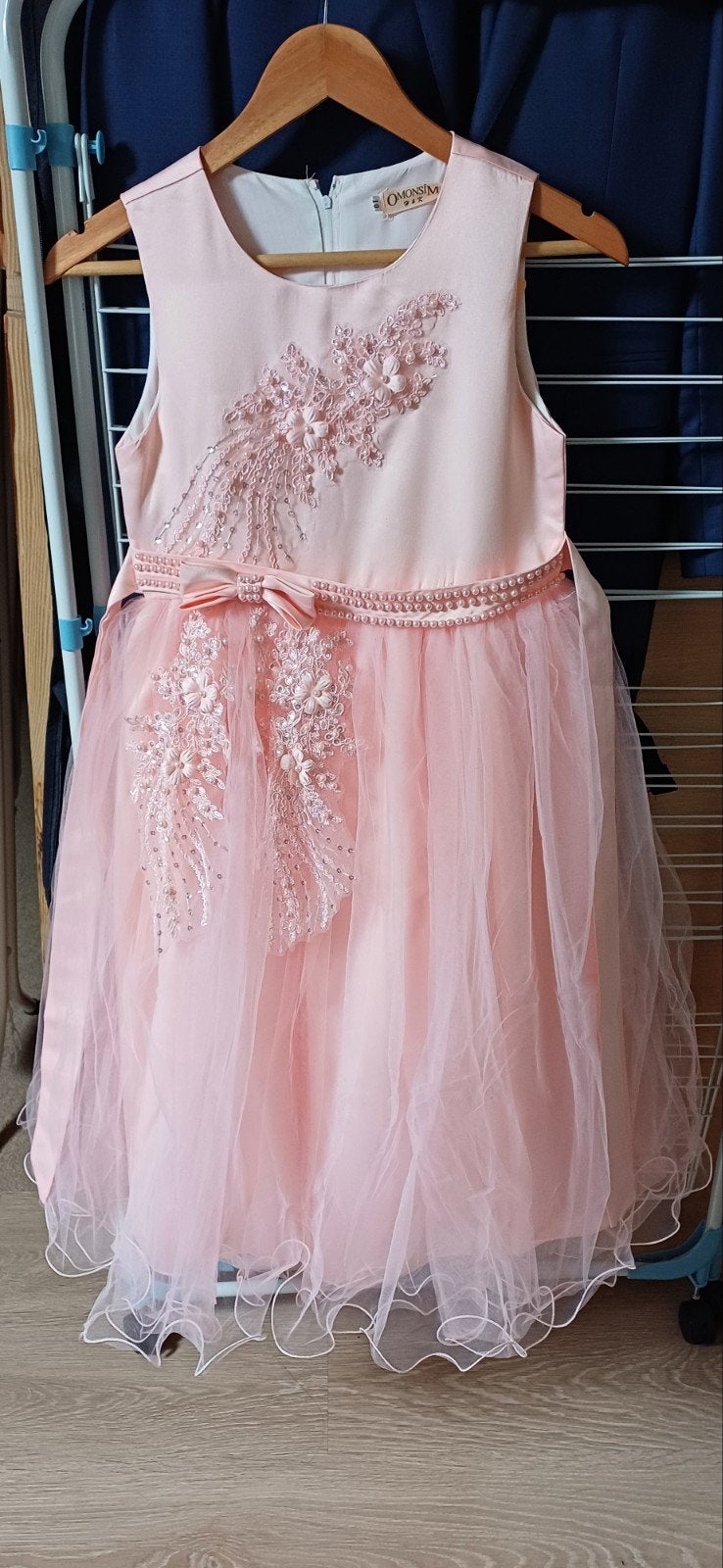 Prachtige Roze Kinderjurk met Pailletten en Tule, Ophalen, Nieuw, OMONSIM, Meisje