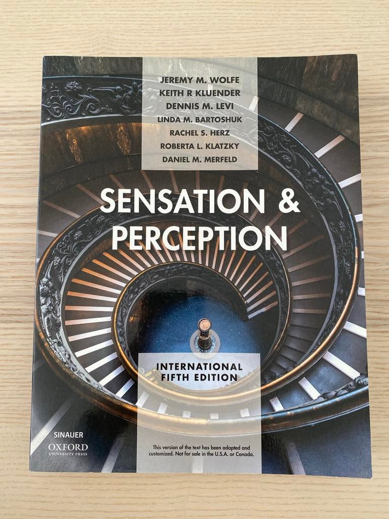 Sensation & Perception - International Fifth Edition, Boeken, Studieboeken en Cursussen, Zo goed als nieuw, WO, Gamma, Ophalen of Verzenden