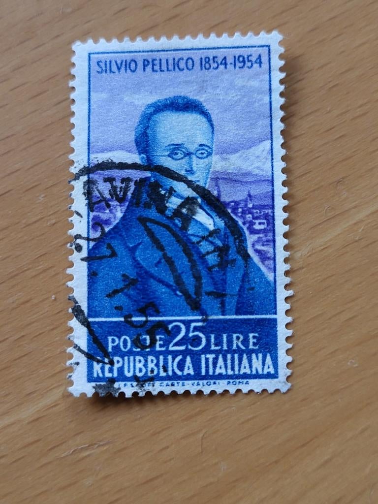 Italiaanse postzegel Silvio Pellico 1955, Ophalen of Verzenden, Gestempeld