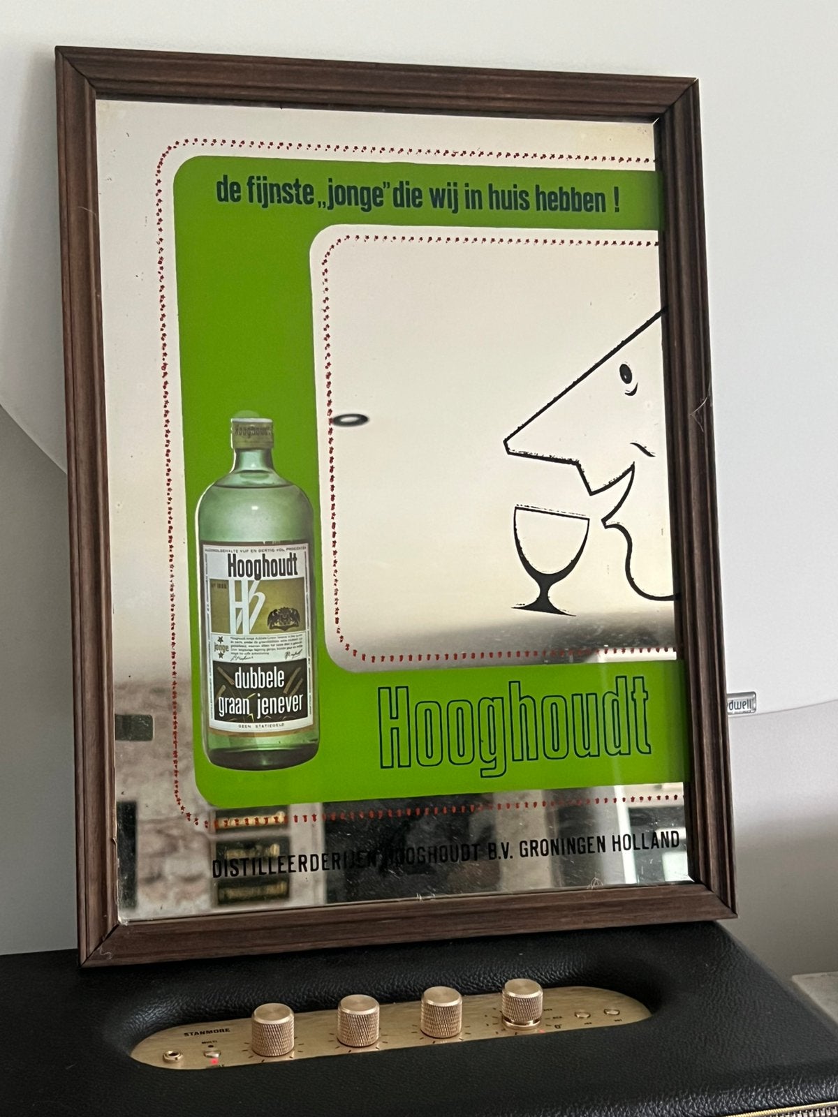 OUDE RECLAME SPIEGEL “HOOGHOUDT graan jenever”, Ophalen, Gebruikt, Reclamebord