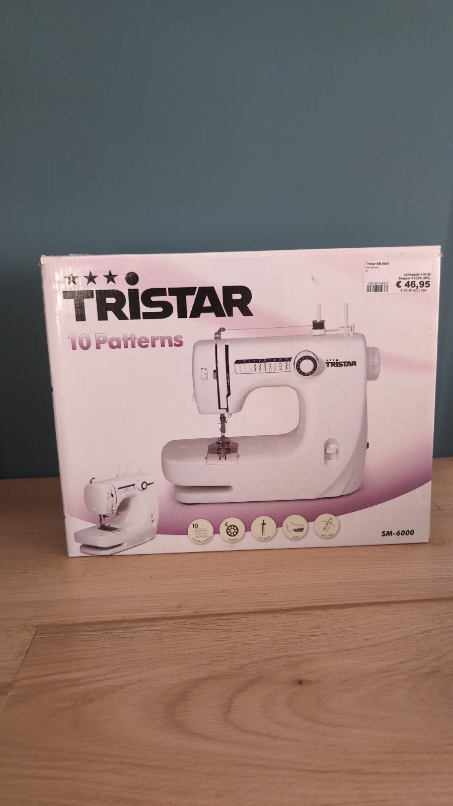 Tristar Naaimachine SM-6000 met stoflapjes en accessoires, Hobby en Vrije tijd, Ophalen of Verzenden, Zo goed als nieuw, Naaimachine