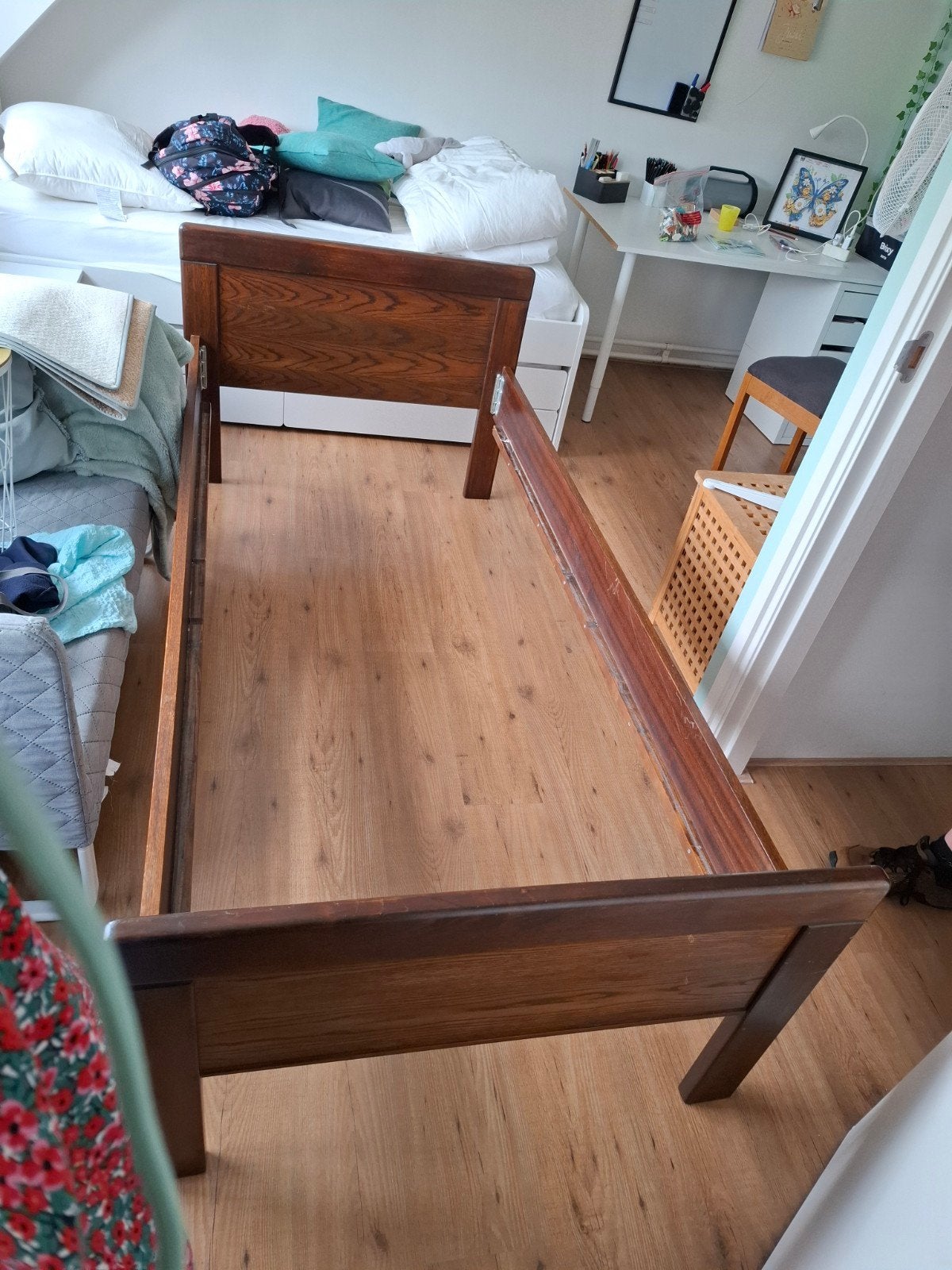 Houten eenpersoonsbed, 90x200 cm, Ophalen, Gebruikt, 90 cm, Eenpersoons
