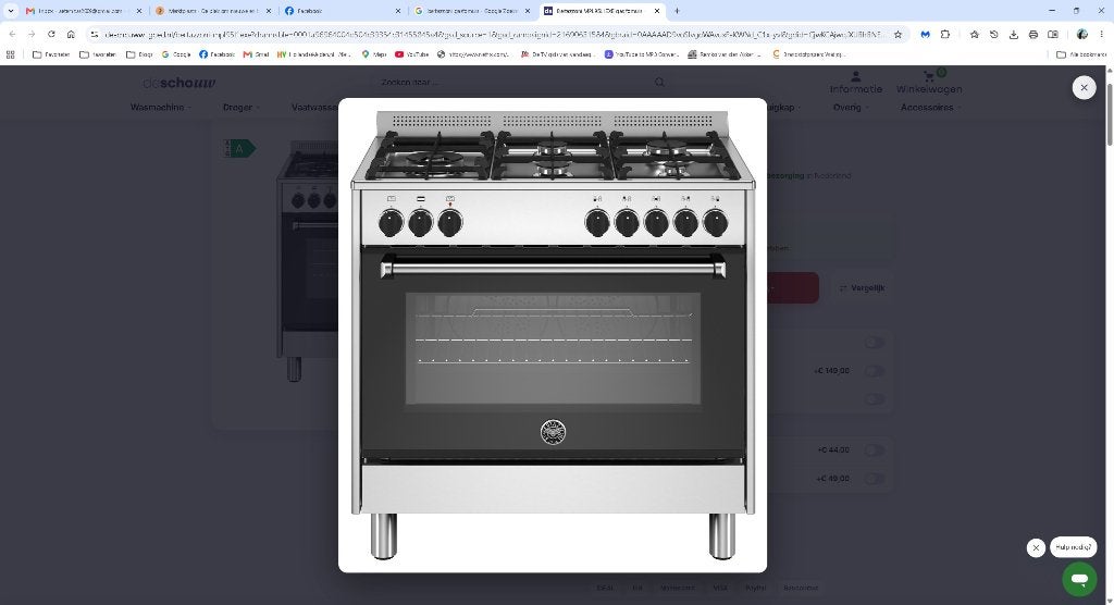 Gasfornuis Bertazzoni, Witgoed en Apparatuur, Fornuizen, Ophalen, 60 cm of meer, Zo goed als nieuw, Gas