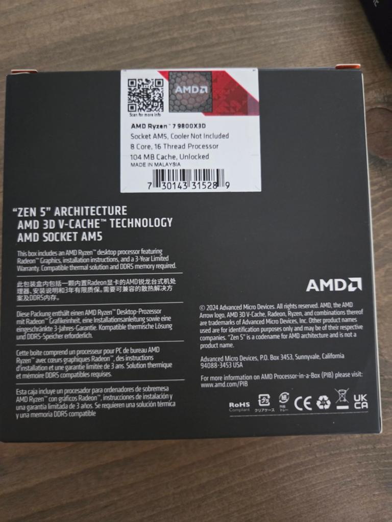 Nieuw en gesealde AMD Ryzen 7 9800X3D Processor, Computers en Software, Processors, 8-core, AMD Ryzen 7 9800X3D, Verzenden, AM5