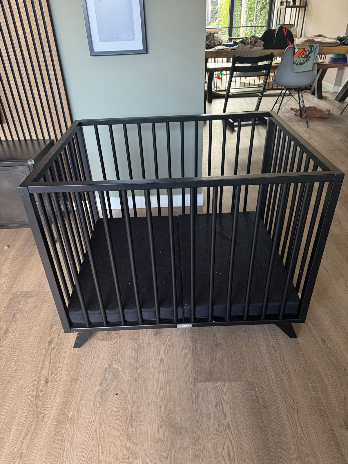Bopita Box Brent Zwart met matras, Ophalen, Gebruikt, Vierkant, Boxkleed