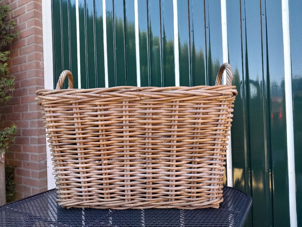 Rieten houtmand, Ophalen, Mand, Zo goed als nieuw, Riet