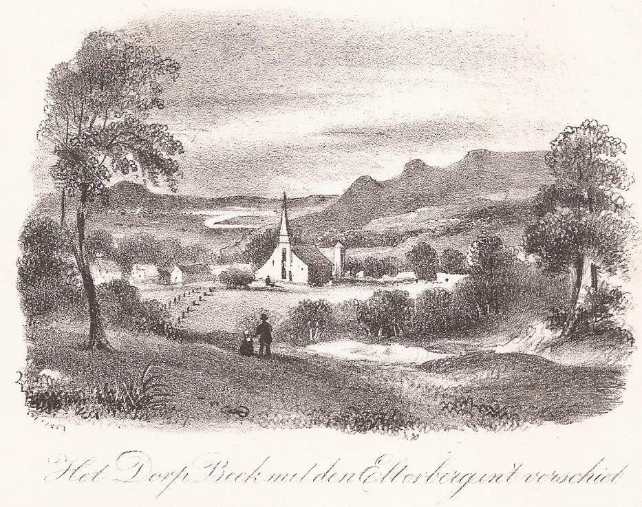 Beek. Het Dorp Beek met den Elterberg in 't verschiet 1841, 1800 - 1899, Ophalen of Verzenden, Landschap, 11 cm