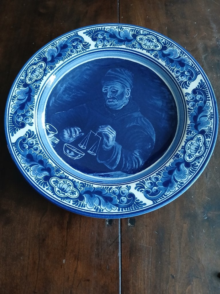 Delfts Blauw Bord met Monnik,29cm, Ophalen of Verzenden