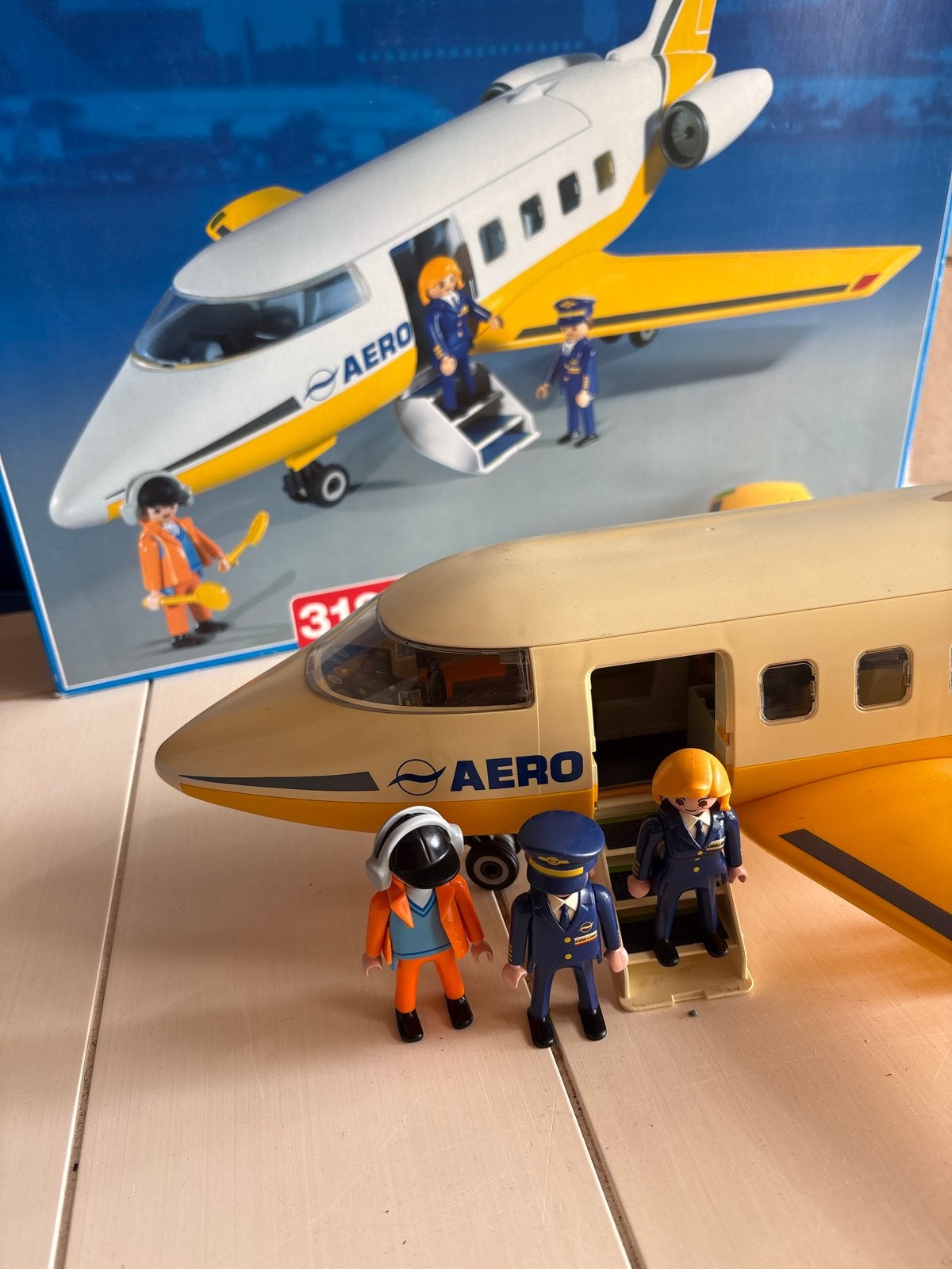 Playmobil Vliegtuig Aero Line 3185 met figuren en doos, Gebruikt, Complete set, Voertuig, Ophalen of Verzenden
