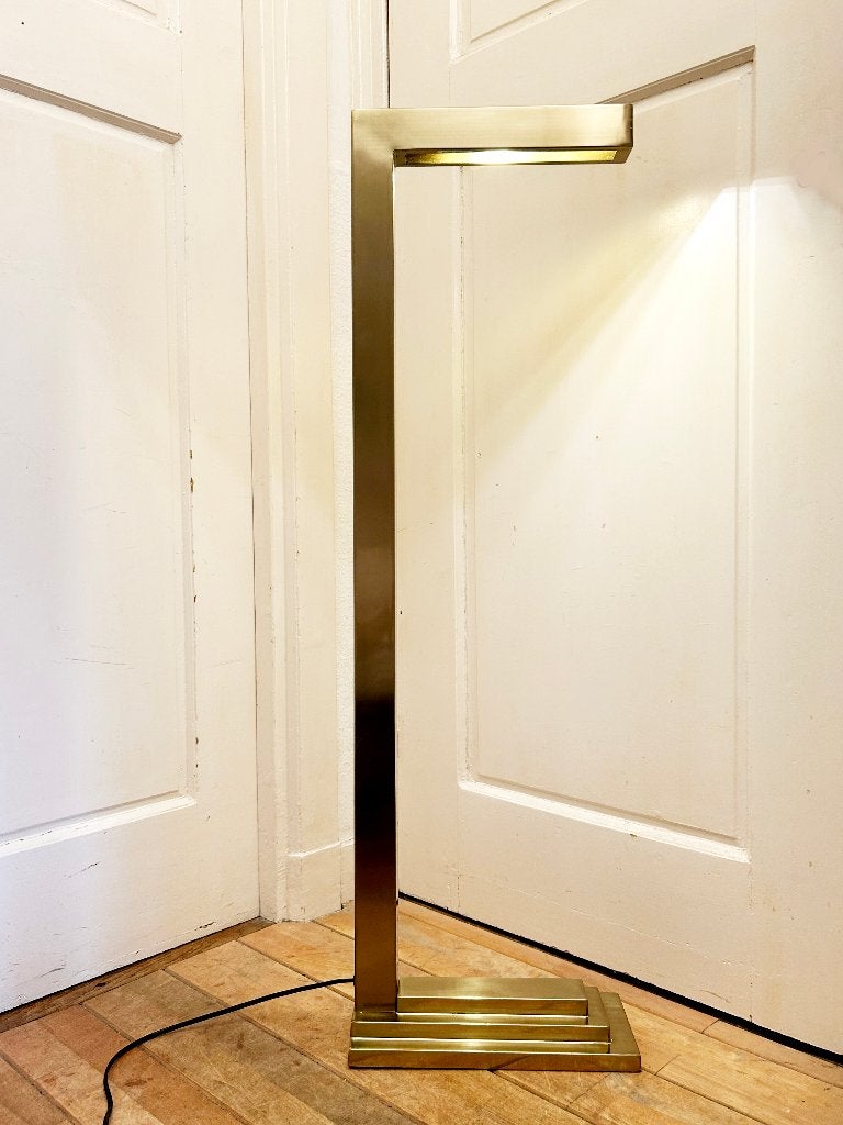 Vintage messing vloerlamp - zware kwaliteit Art Deco stijl, Ophalen, Gebruikt, 100 tot 150 cm, Art Deco / Hollywood Regency