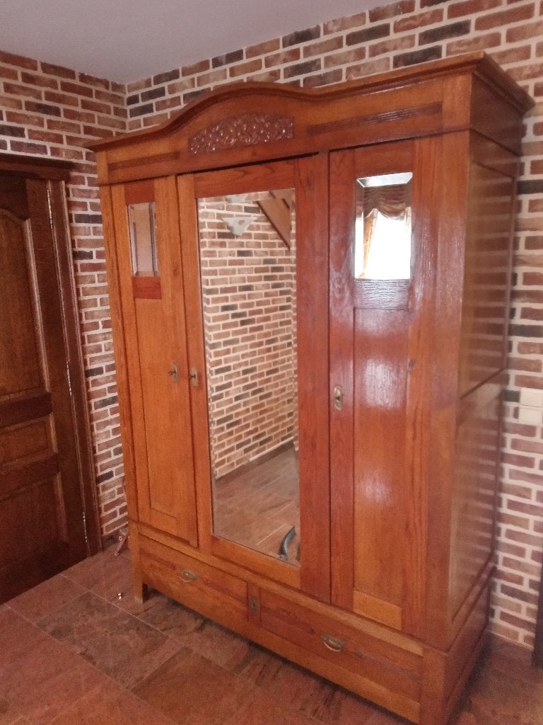 Halkast met spiegel - Eik materiaal, Huis en Inrichting, Ophalen, Gebruikt