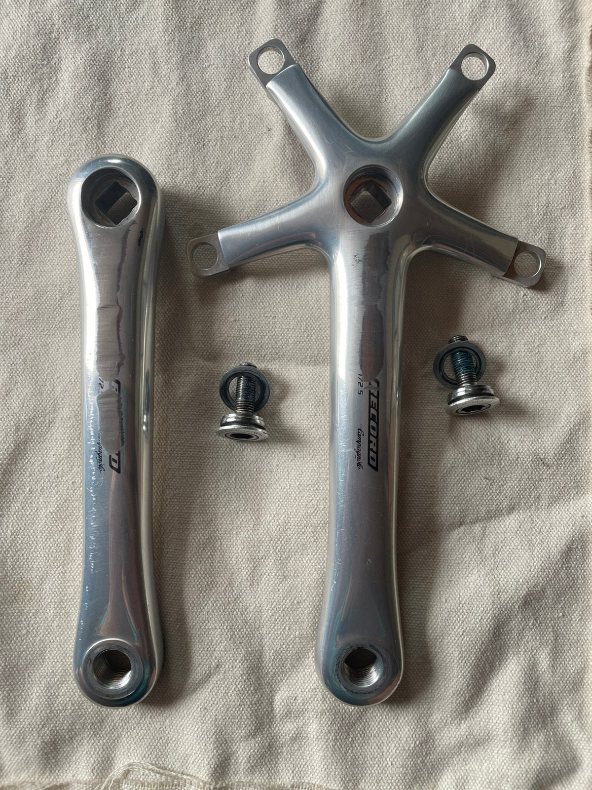 Campagnolo Record Aluminium Crankset 172.5mm (Square Taper), Crankstel of Pedalen, Gebruikt, Ophalen of Verzenden, Aluminium