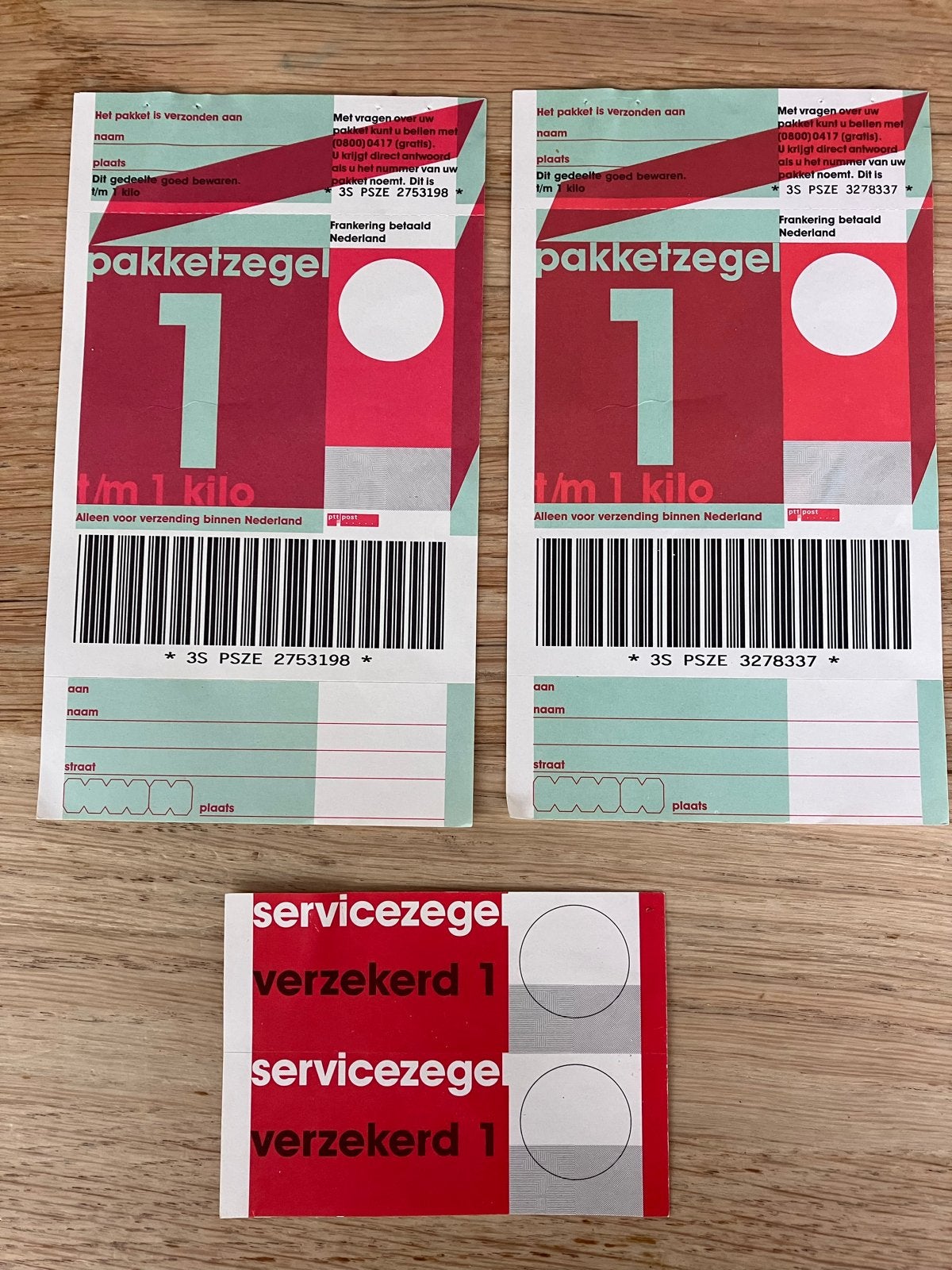 PostNL Pakketzegels 1 kg en Verzekerd Servicezegels, Ophalen of Verzenden, Nieuw