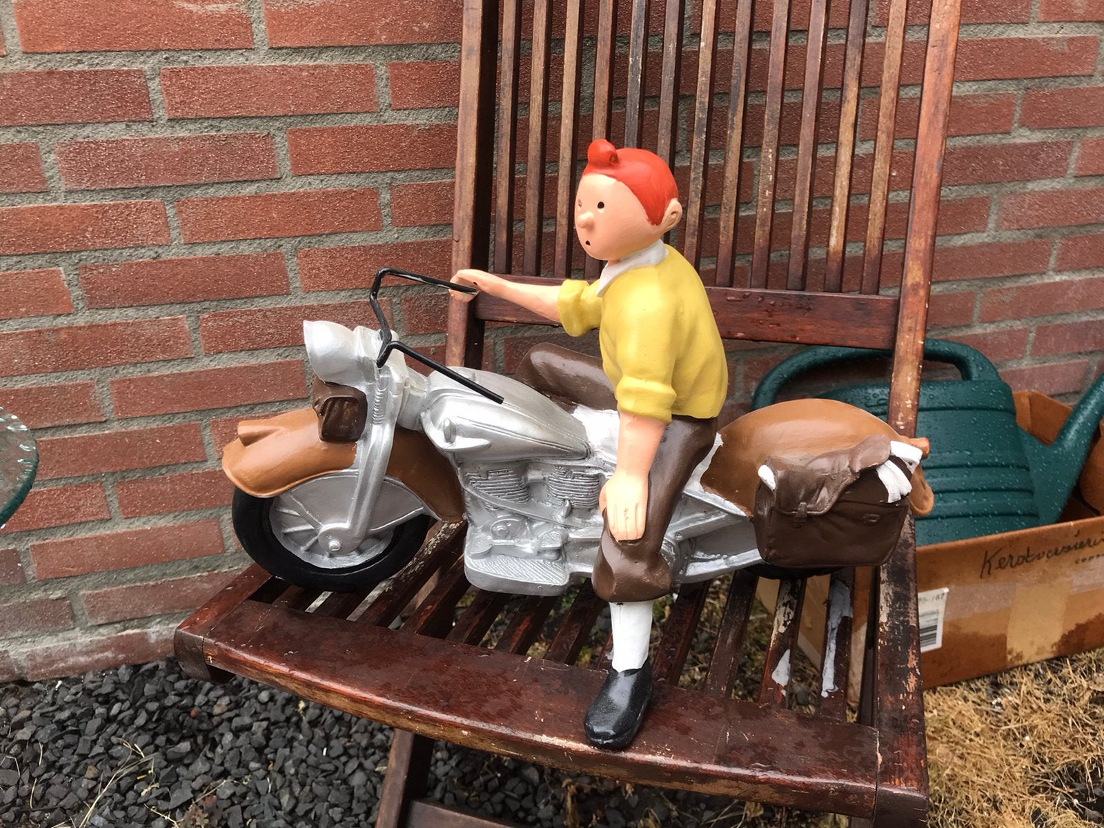 Kuifje beeld op de motor, Verzamelen, Beelden en Beeldjes, Ophalen, Zo goed als nieuw, Overige typen