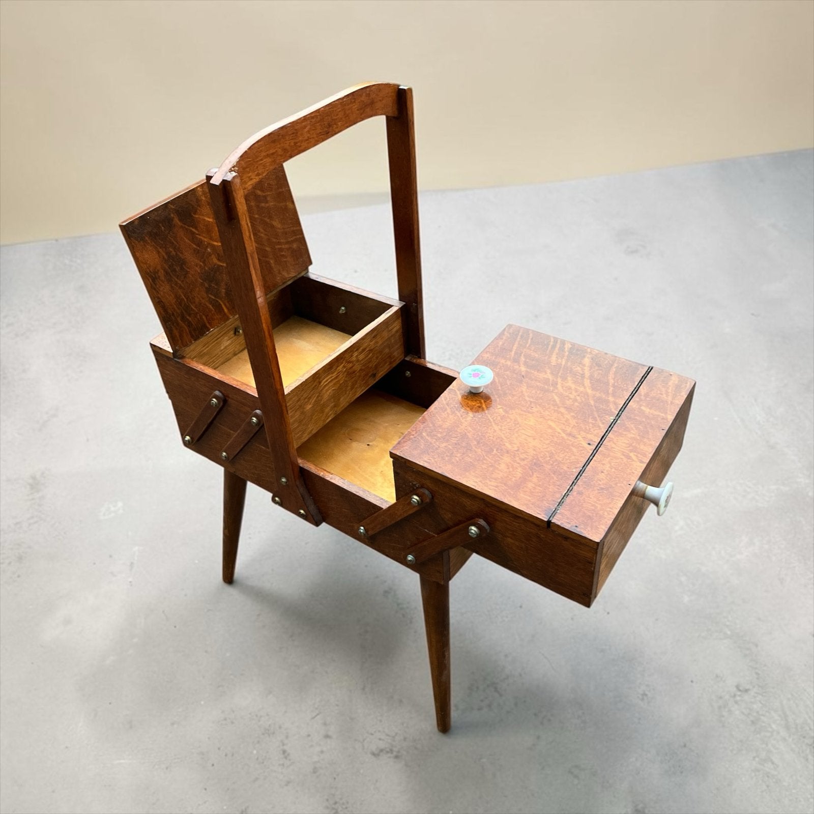 Vintage Naaikastje Jaren '50/'60 - Teak Look, Gebruikt, Huysmans, Ophalen of Verzenden, Huysmans
