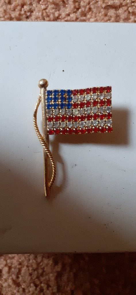 Amerikaanse vlag broche, Sieraden, Tassen en Uiterlijk, Overige materialen, Nieuw, Ophalen of Verzenden, Goud