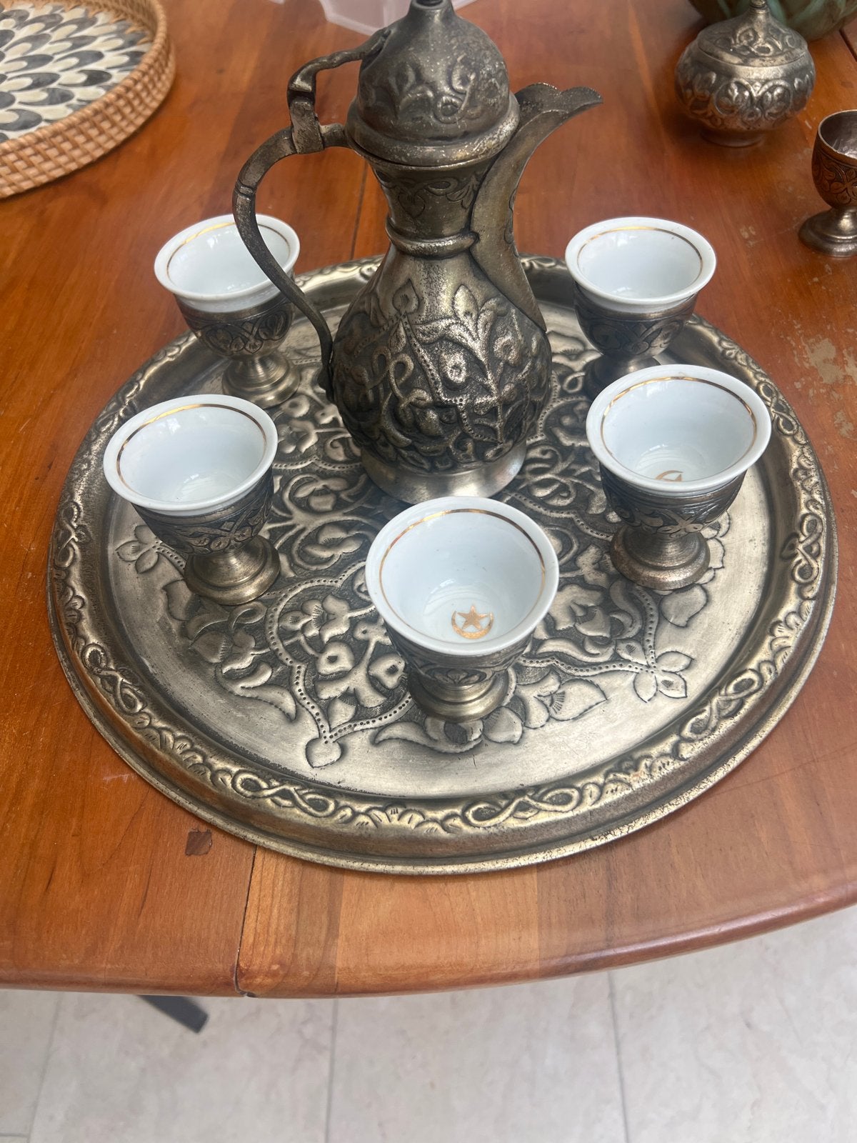Vintage Marokkaanse theeset met dienblad, Ophalen of Verzenden
