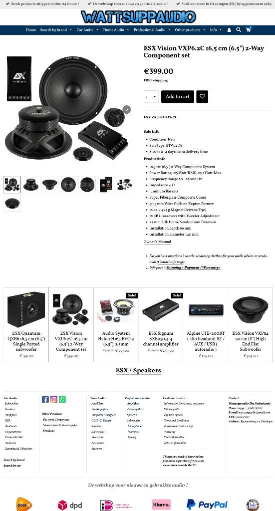 ESX Vision VXP6.2C 16,5 cm (6.5") 2-Way Composet / Speakers, Audio Design, Nieuw, Am Breilingsweg 3, 76709 Kronau, Duitsland, Ophalen of Verzenden