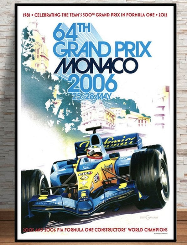 Monaco 2006 Grand Prix Poster / F1 Formule 1 Racen, Verzenden, Nieuw, Deurposter of groter, Sport