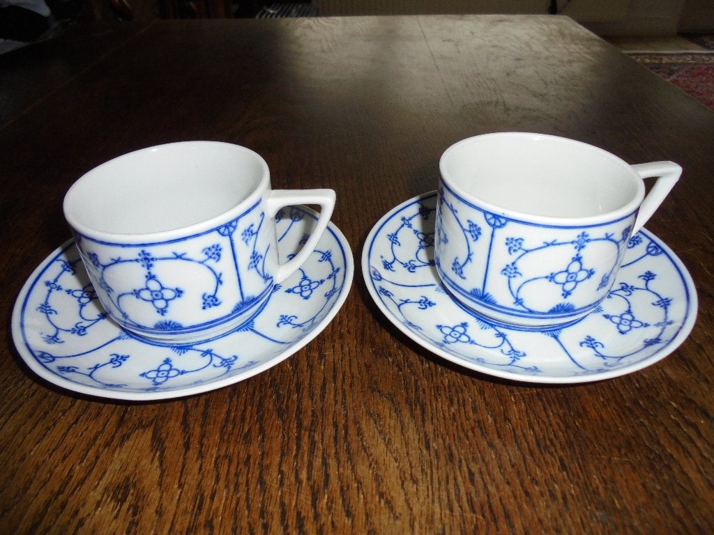 Saksisch blauw oud Jaeger koffiekopjes en schotels, Ophalen of Verzenden