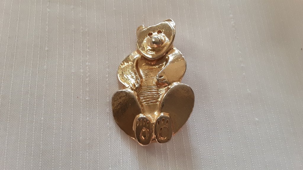 Goudkleurig BEER broche (47), Overige materialen, Minder dan 4 cm, Ophalen of Verzenden, Zo goed als nieuw