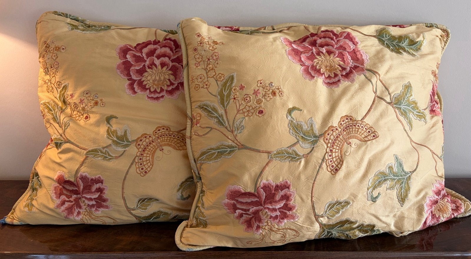 Exclusieve Colefax & Fowler 'Oriental Poppy' sierkussens, Ophalen of Verzenden, Gebruikt, Overige kleuren, Rechthoekig
