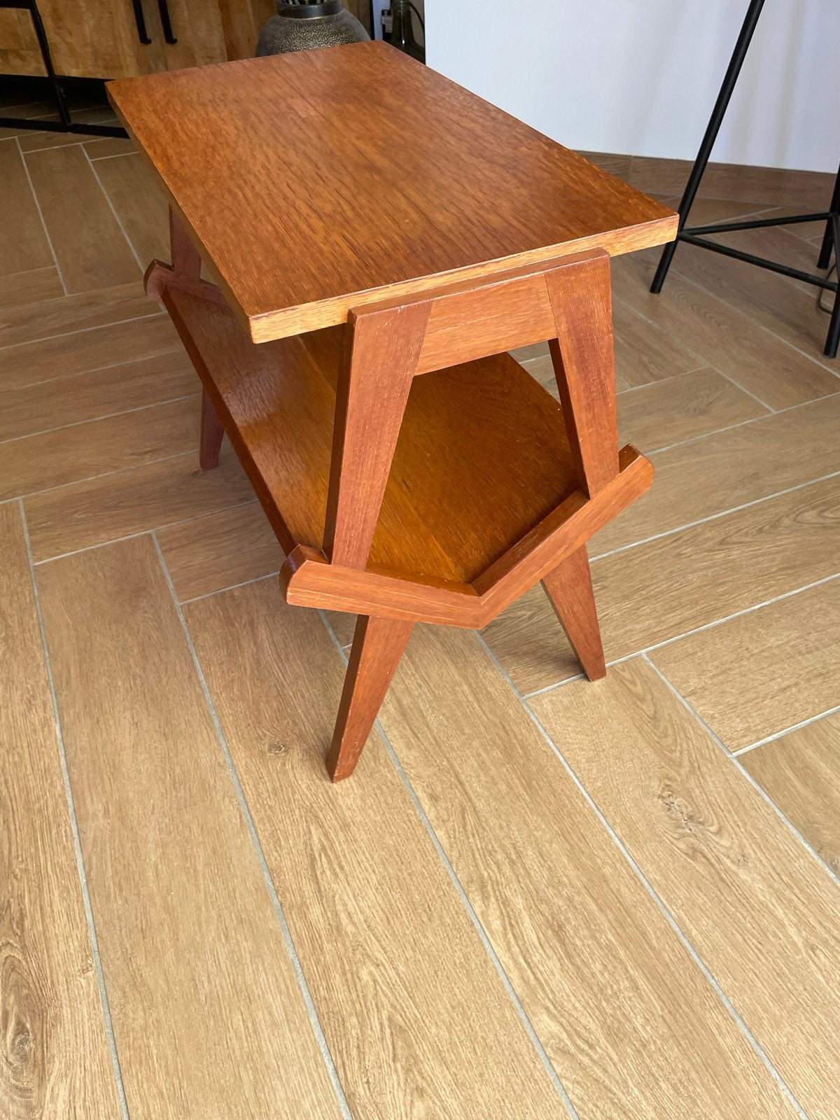 Vintage scandinavische bijzettafel / lectuurtafel, Huis en Inrichting, Ophalen, Gebruikt, 50 tot 100 cm, Rechthoekig