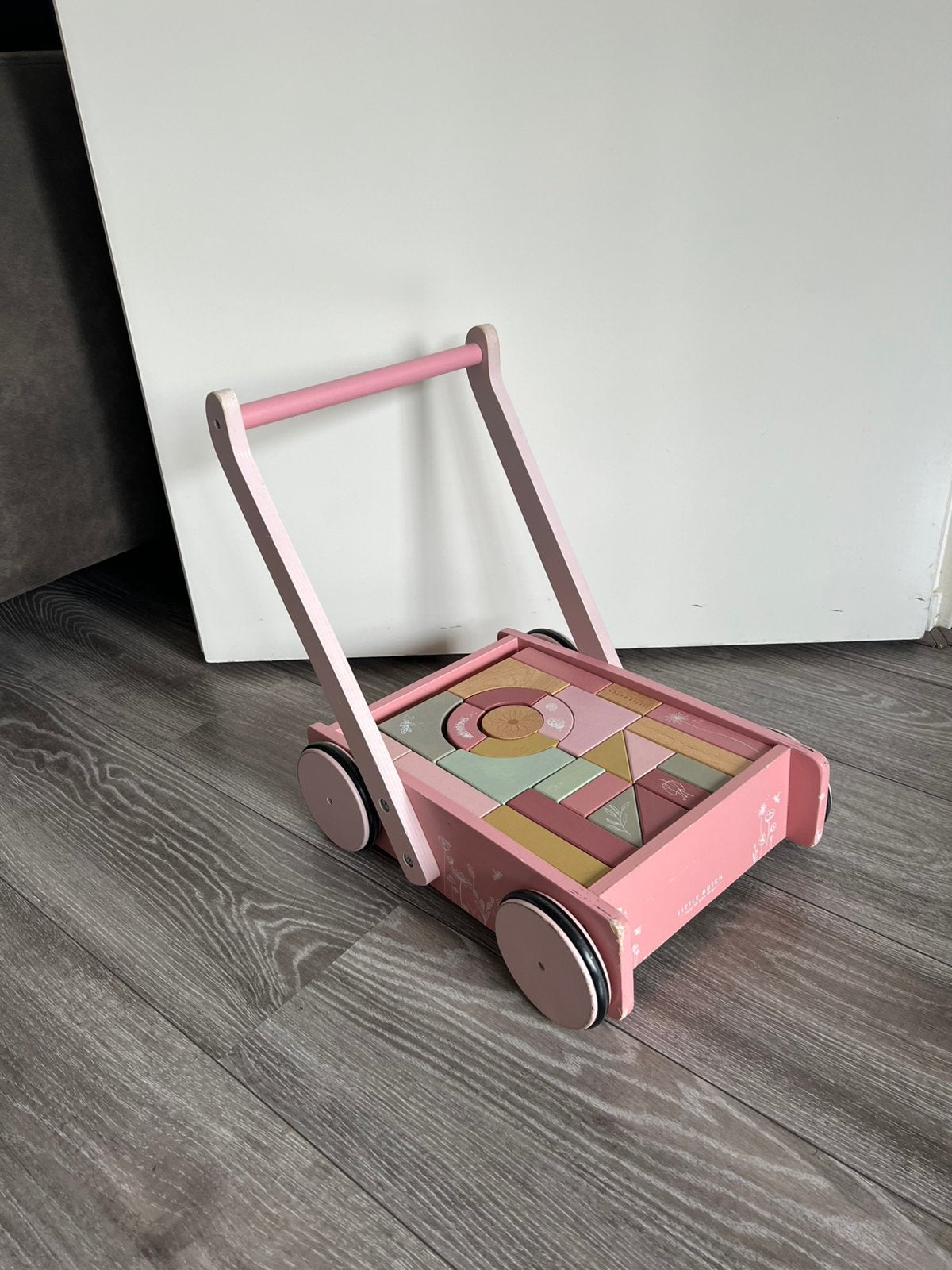 Loopkar / blokken kar - little dutch, Kinderen en Baby's, Speelgoed | Houten speelgoed, Ophalen, Duw- of Trekspeelgoed