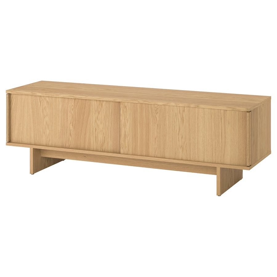 IKEA STOCKHOLM 2025 TV bench with sliding doors, oak veneer,, Huis en Inrichting, 150 tot 200 cm, Eikenhout, Ophalen of Verzenden
