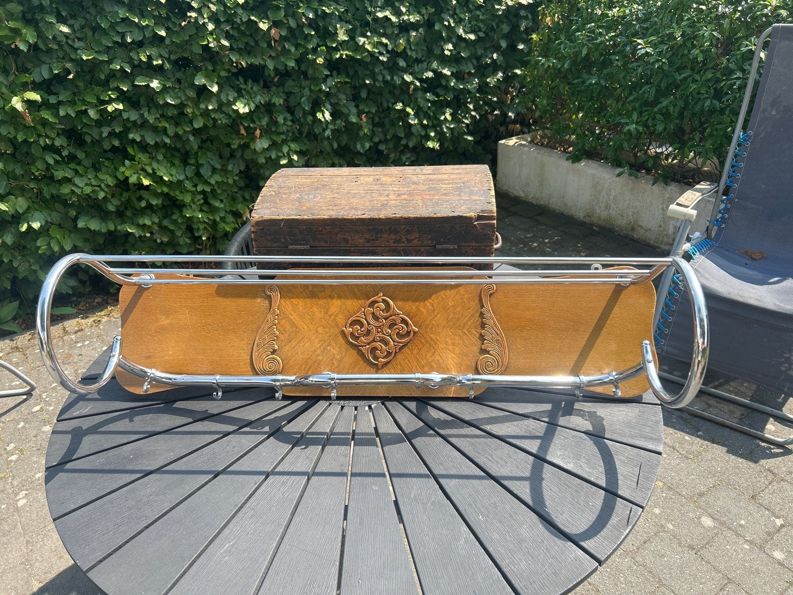 Vintage kapstok met hoedenplank - Art Deco stijl, Antiek en Kunst, Ophalen of Verzenden
