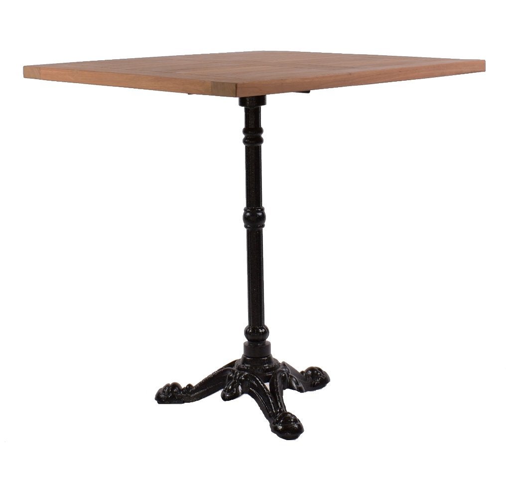 Terrastafel teak vierkant 70 x 70 cm - gietijzer onderstel, Info@edvonline.nl, Nieuw, Ophalen of Verzenden, EDV Online BV