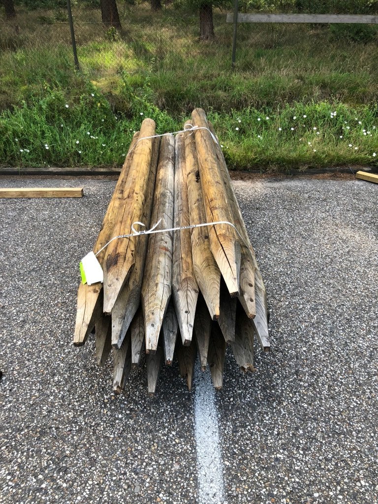 Grenen palen gepunt en gekruind 300cm Ø14 cm Nr. 580, Ophalen, Zo goed als nieuw, 250 cm of meer, Palen