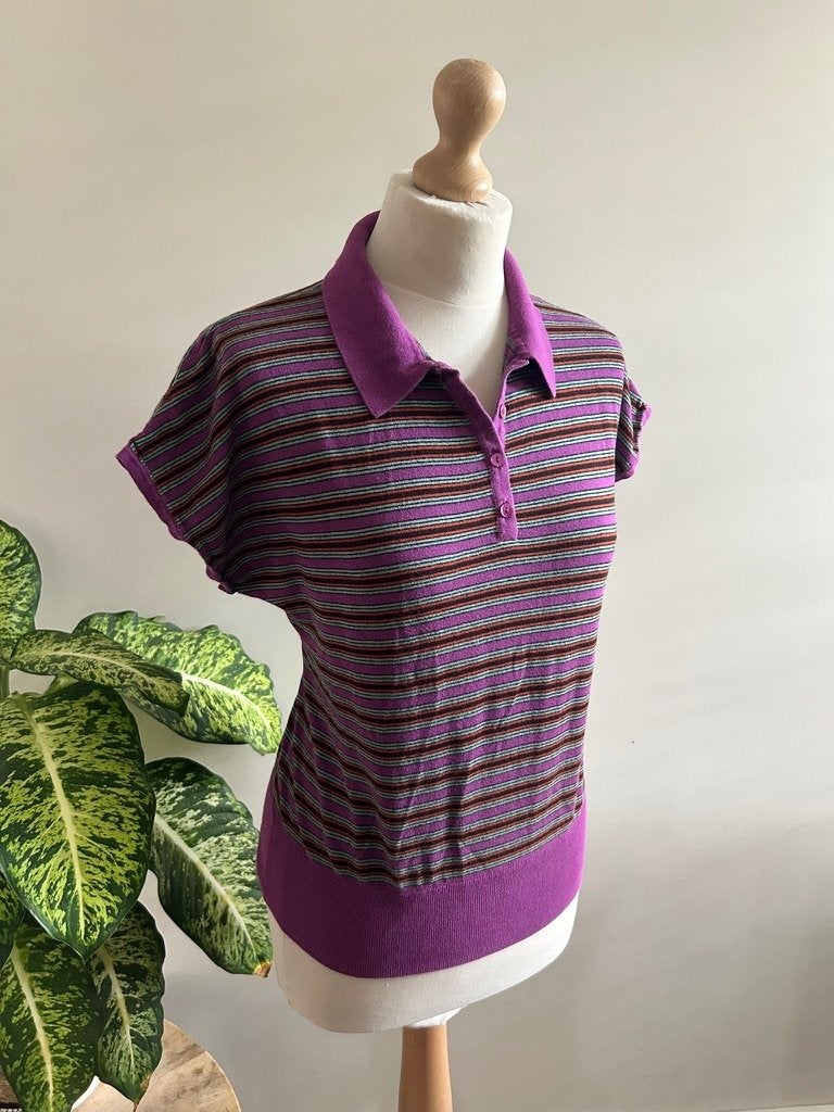 King Louie maat L leuke paarse polo top 3417, Kleding | Dames, Paars, Maat 42/44 (L), Ophalen of Verzenden, Zo goed als nieuw