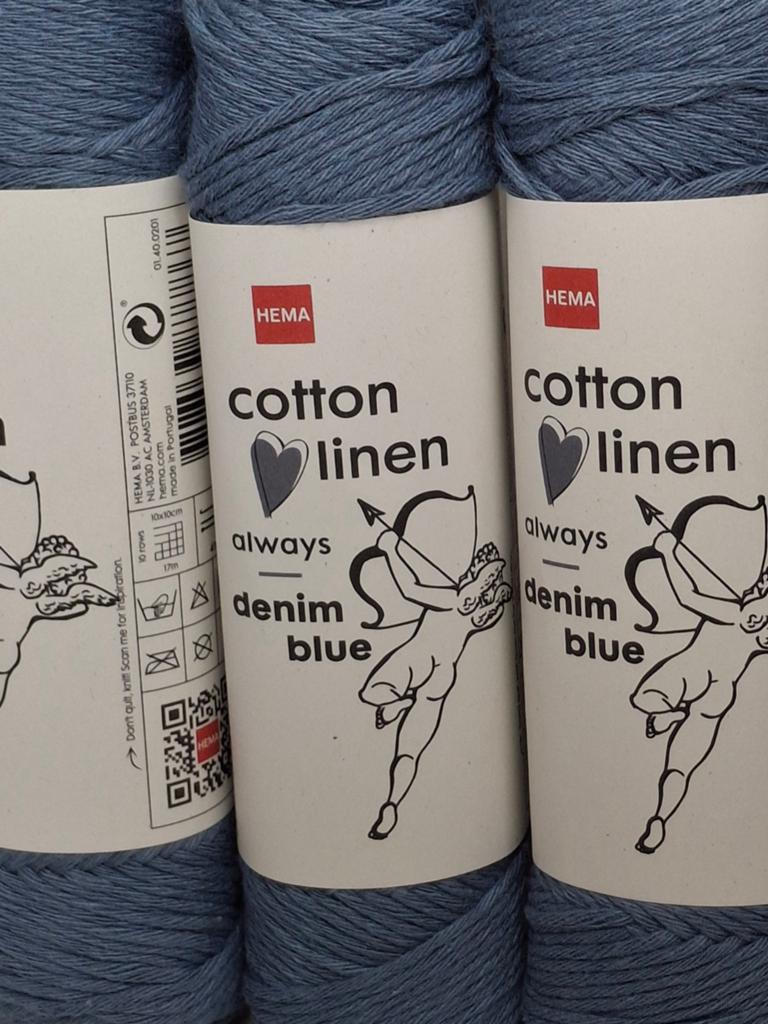 Hema Cotton Linen Denim Blue garen (20 bollen), Hobby en Vrije tijd, Breien en Haken, Ophalen of Verzenden, Nieuw, Breien of Haken