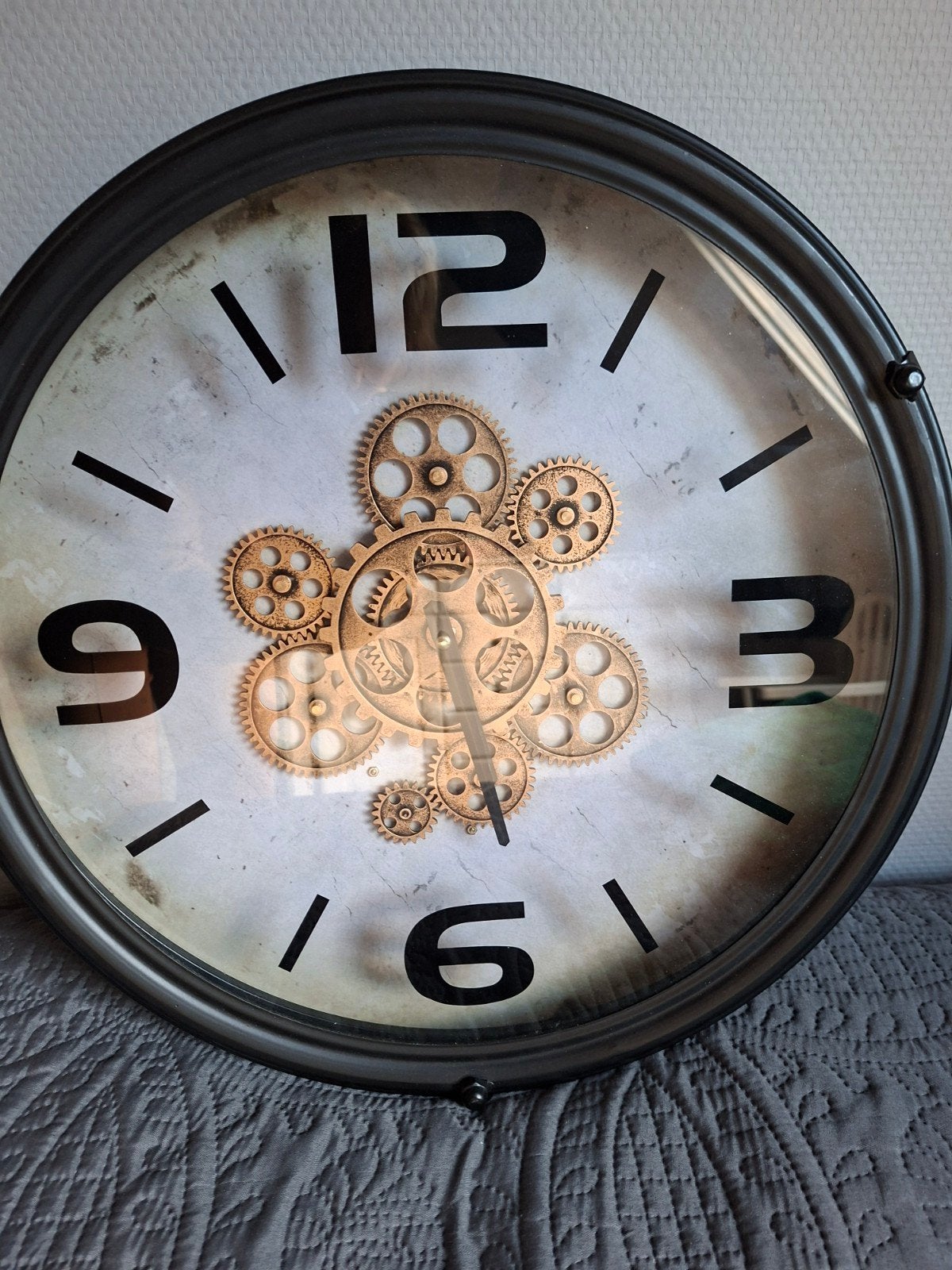 Industriële Wandklok - 45 cm doorsnee, Ophalen, Zichtbaar uurwerk, Analoog, Industrieel
