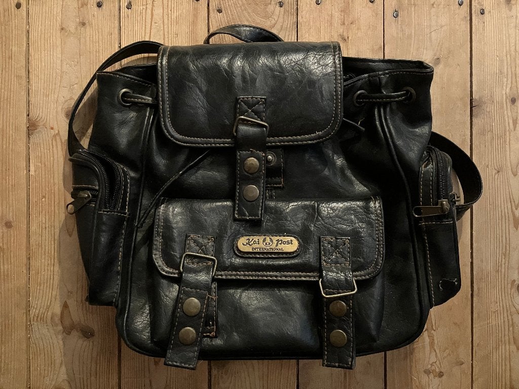 Zwart leren rugtasje, Ophalen of Verzenden, Zo goed als nieuw, Zwart, Overige typen