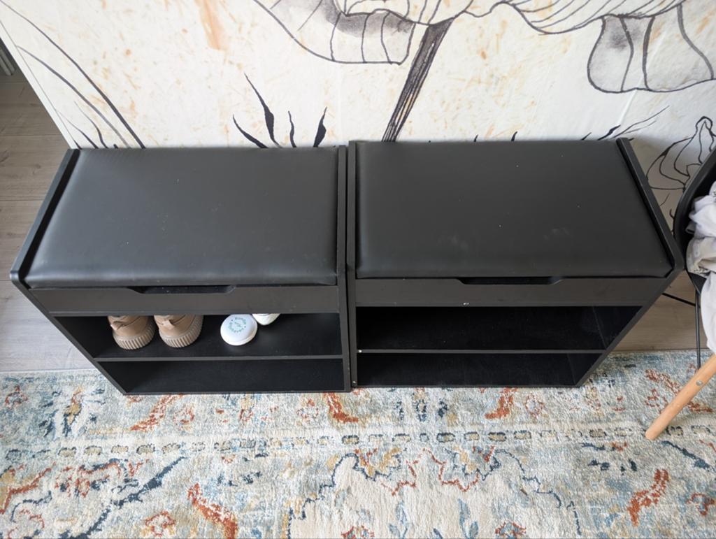 2 stuksSchoenenkastje Gangkastje Dressoir 60x65x40 zwart, Ophalen, Zo goed als nieuw