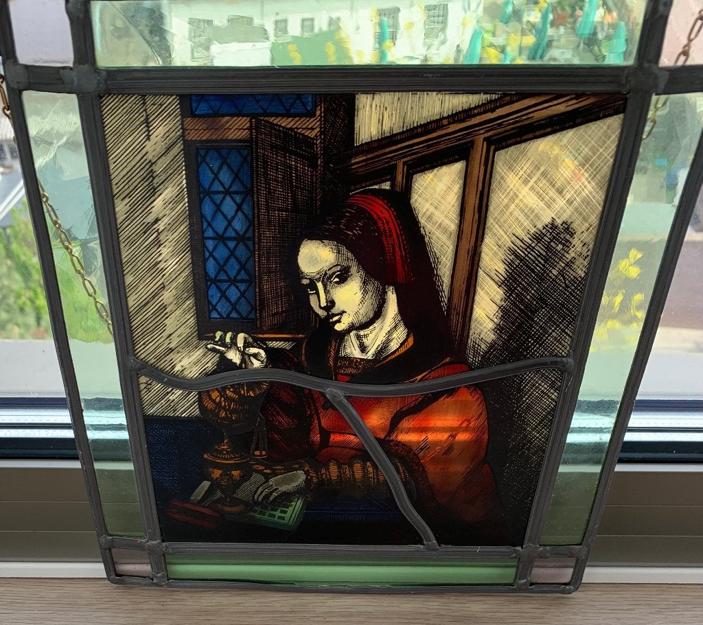 Te koop antieke glas in lood raamhanger., Ophalen