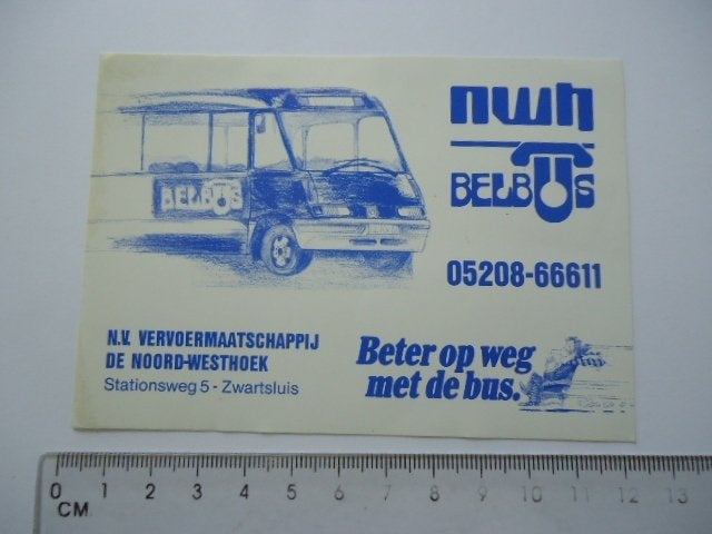 sticker oud Zwartsluis bus autobus NWH belbus mercedes, Verzamelen, Stickers, Verzenden, Zo goed als nieuw, Bedrijf of Vereniging