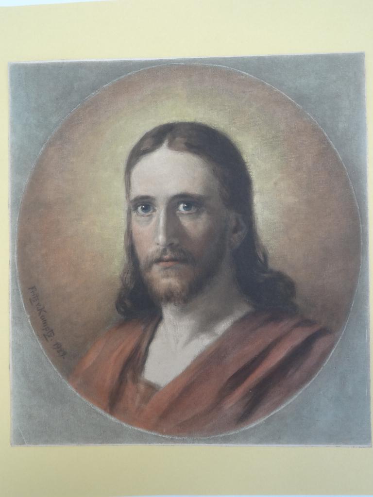 beroemd Christus portret , prent naar Fritz von Kamptz 1929, Gebruikt, Verzenden, Voor 1940, Prent