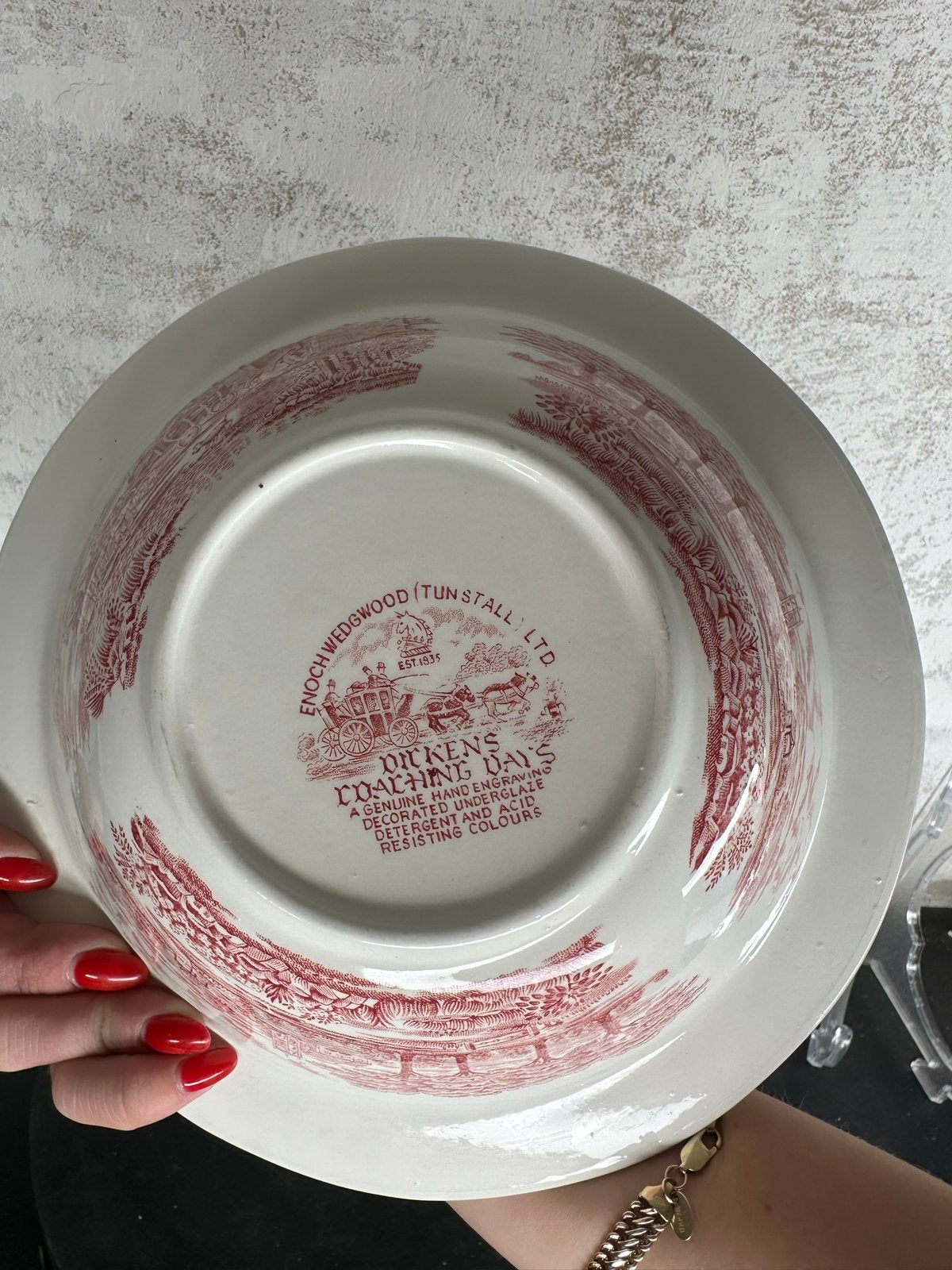Vintage Enoch Wedgwood schaal - Dickens Coaching Days, Ophalen of Verzenden