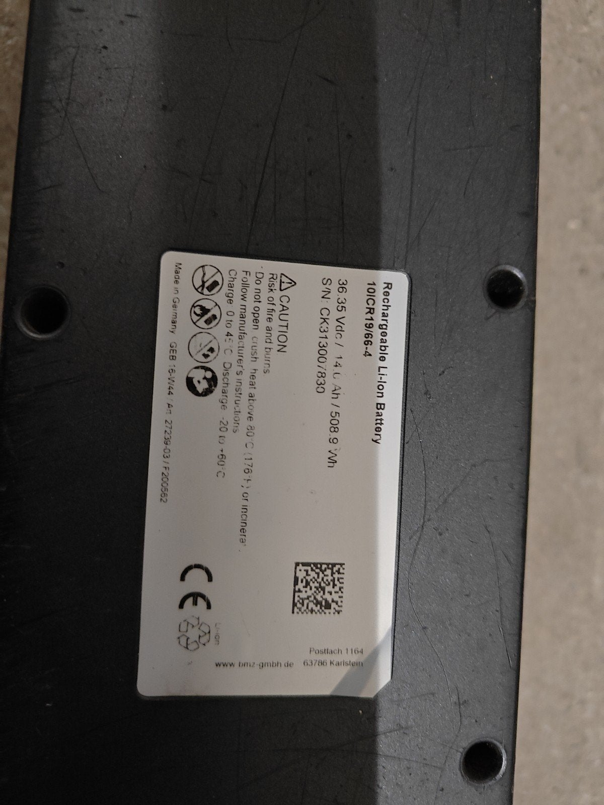 Brose fietsaccu 36.35V 14Ah 508.9Wh, Gebruikt