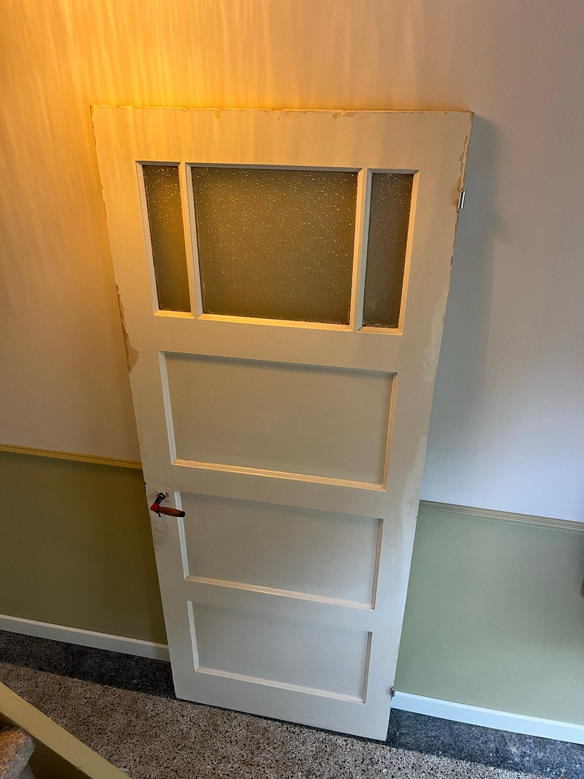 Stompe binnendeur 211x83 cm met glaspanelen, Doe-het-zelf en Verbouw, Deuren en Horren, Ophalen, Gebruikt, 80 tot 100 cm, Binnendeur