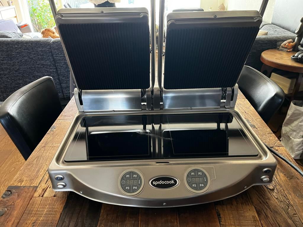 Dubbele Spidocook keramische contactgrill, Witgoed en Apparatuur, Contactgrills, Ophalen of Verzenden, Gebruikt
