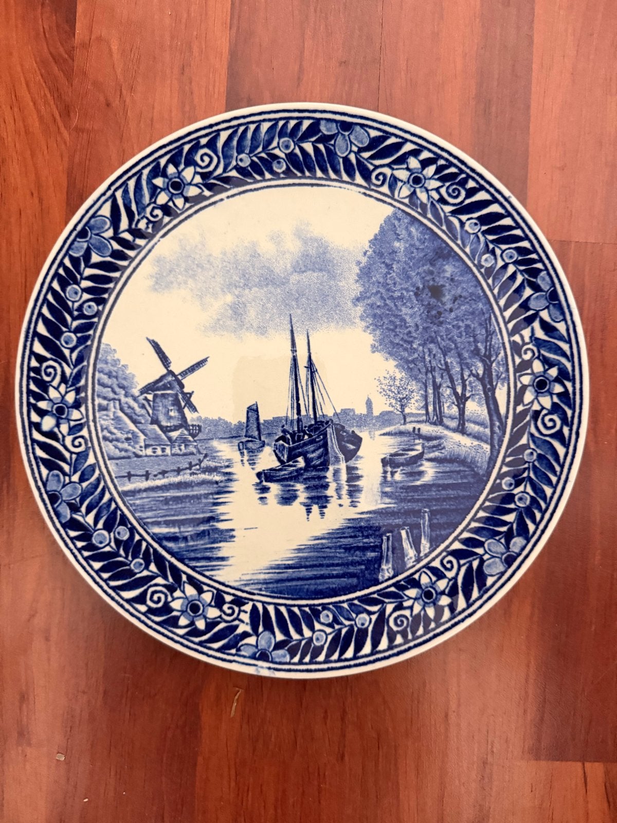Oud Delfts Wandbord met Molen en Schepen, Ophalen