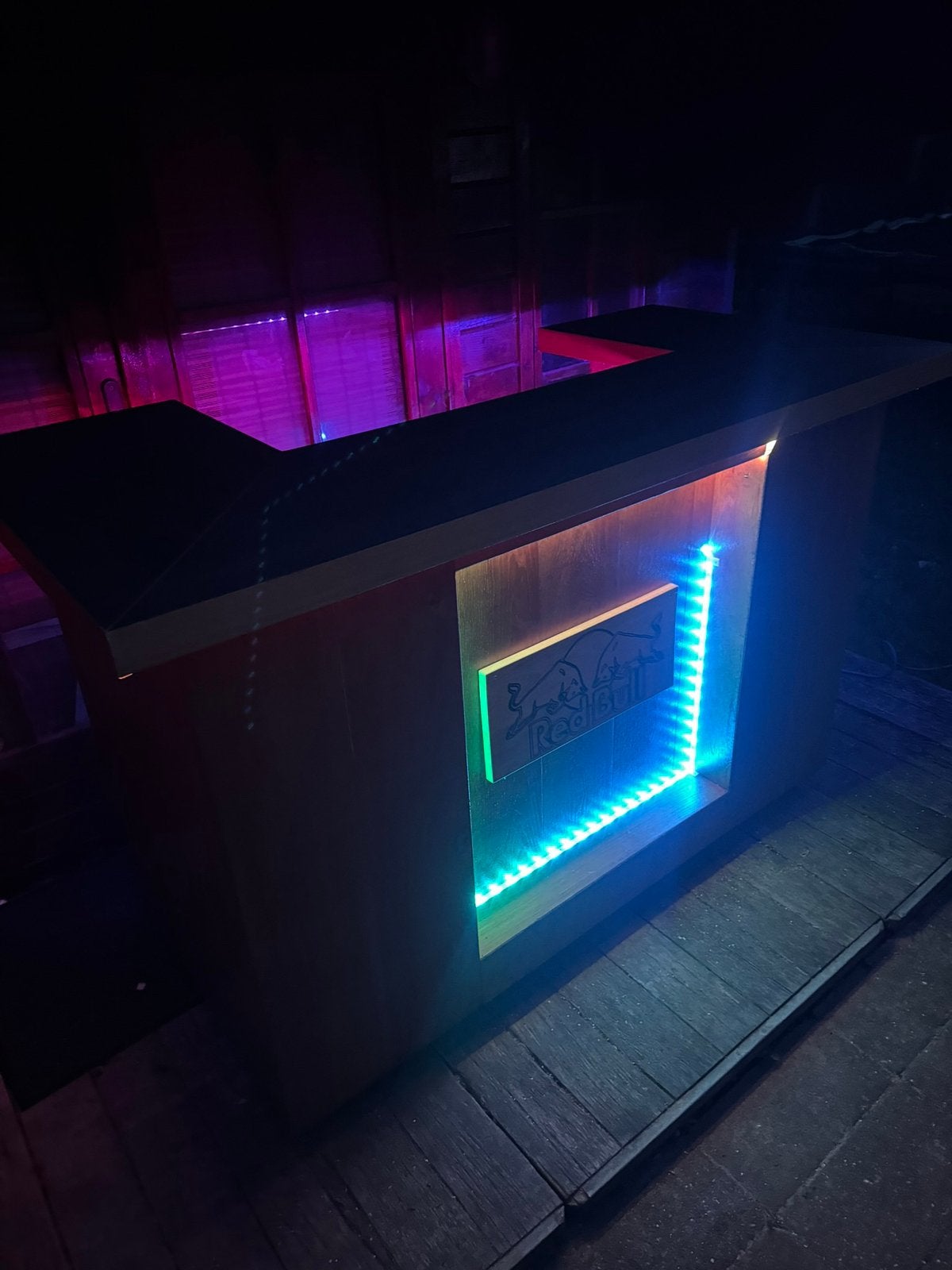 Luxe houten thuisbar / mancave bar met LED-verlichting, Huis en Inrichting, Barren, Ophalen, Zo goed als nieuw